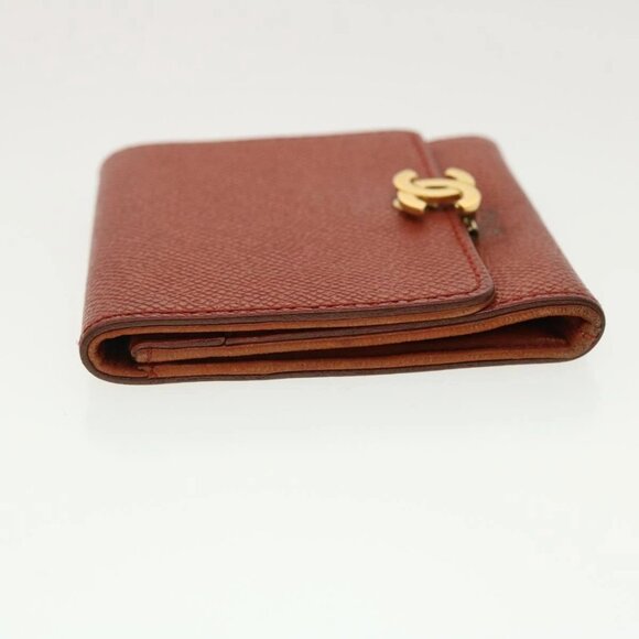 CHANEL Coin Purse Grained Calf Skin Red CC Auth - Picture 4 of 15
